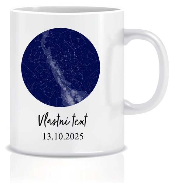Personalizovaný klasický bílý keramický hrníček 300 ml s hvězdnou mapou
