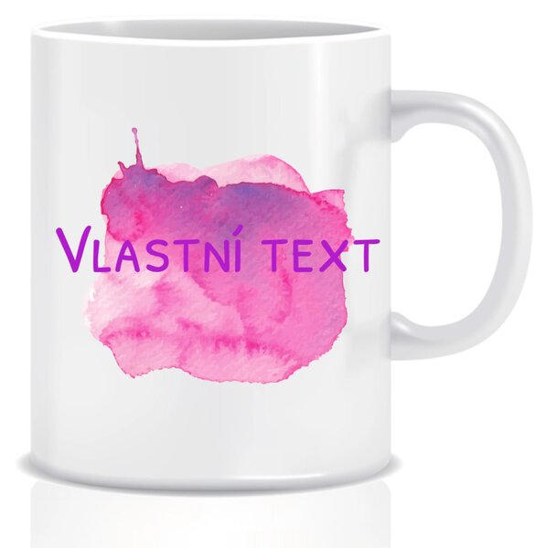 Personalizovaný klasický bílý keramický hrníček 300 ml s barevnou skvrnou