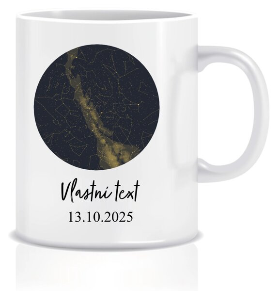 Personalizovaný klasický bílý keramický hrníček 300 ml s hvězdnou mapou