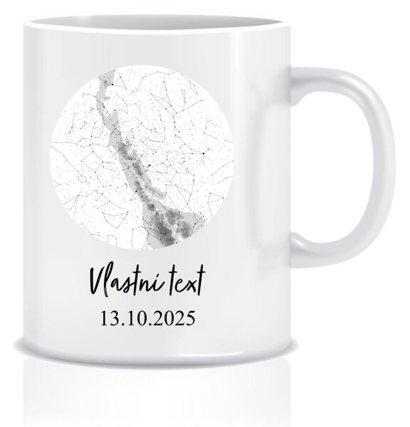 Personalizovaný klasický bílý keramický hrníček 300 ml s hvězdnou mapou