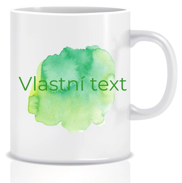 Personalizovaný klasický bílý keramický hrníček 300 ml s barevnou skvrnou