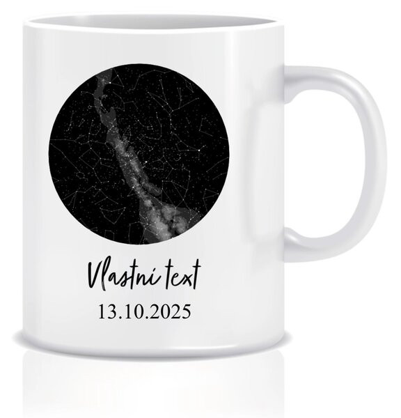 Personalizovaný klasický bílý keramický hrníček 300 ml s hvězdnou mapou