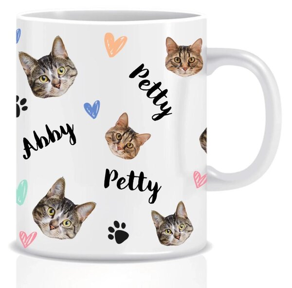 Personalizovaný klasický bílý keramický hrníček 300 ml s mazlíčky