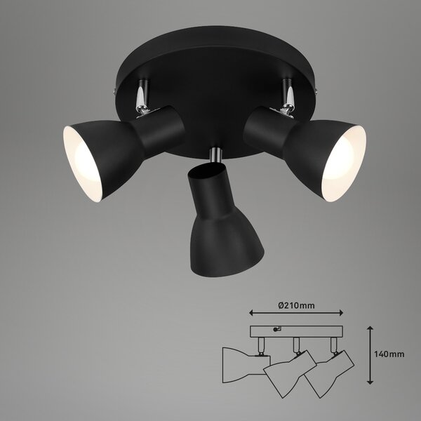 BRI 2860-035 Bodové svítidlo pr. 21 cm 3x E14 25W černá - BRILONER