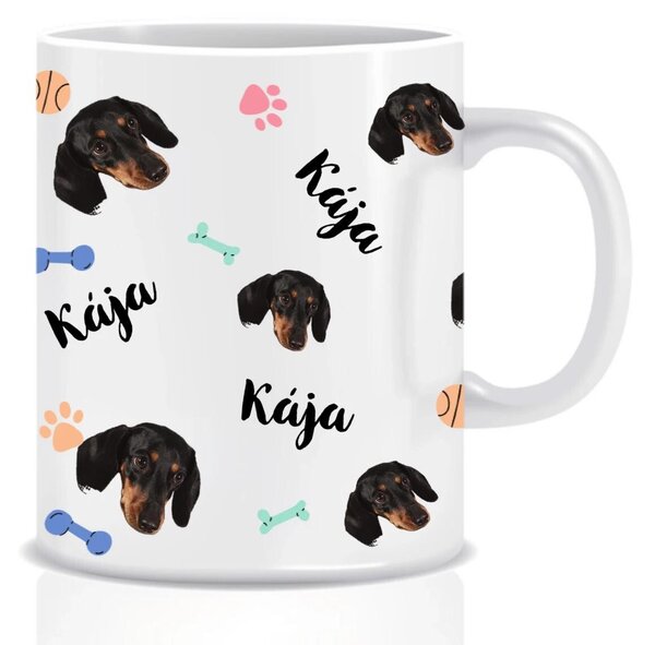 Personalizovaný klasický bílý keramický hrníček 300 ml s mazlíčky