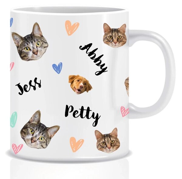 Personalizovaný klasický bílý keramický hrníček 300 ml s mazlíčky