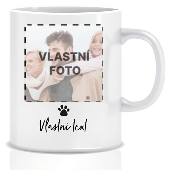 Personalizovaný klasický bílý keramický hrníček 300 ml s fotkou mazlíčka a textem