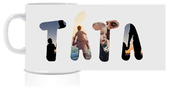 Personalizovaný klasický bílý keramický hrníček 300 ml máma/táta/babi/děda z fotek