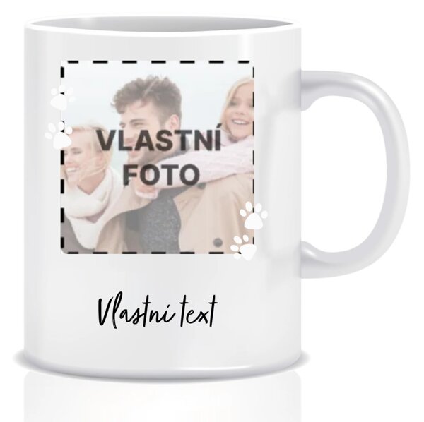 Personalizovaný klasický bílý keramický hrníček 300 ml s fotkou mazlíčka a textem