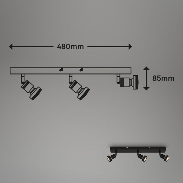 BRI 2926-035 Bodové svítidlo 48 cm 3xGU10 4,9W 460lm černá - BRILONER