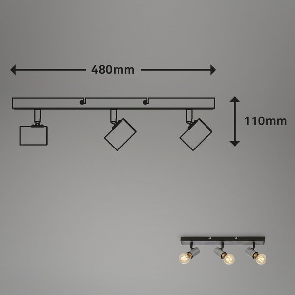 BRI 2222-034 Bodové svítidlo 48 cm 3x E27 max. 60W antická stříbrná - BRILONER