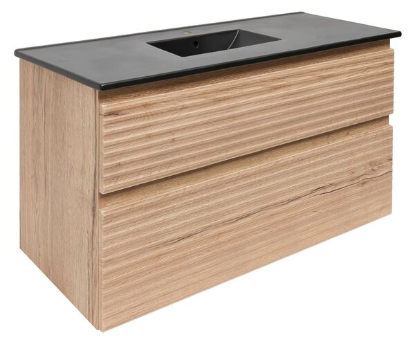 Koupelnová skříňka 2 zásuvková s umyvadlem Naturel Savona 98x53x44,8 cm dub Halifax mat SAVONA2100DHC