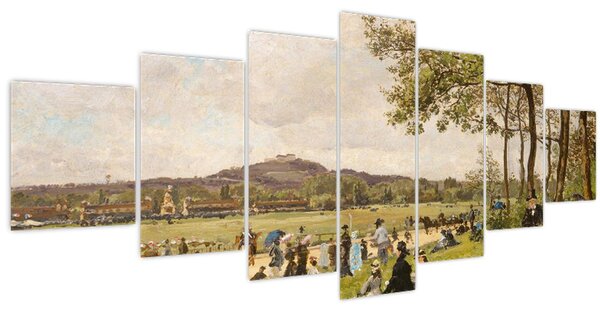 Obraz - French 19th Century, Race Course at Longchamps, reprodukce (210x100 cm)