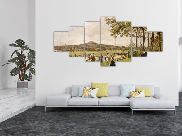 Obraz - French 19th Century, Race Course at Longchamps, reprodukce (210x100 cm)