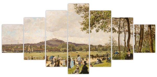 Obraz - French 19th Century, Race Course at Longchamps, reprodukce (210x100 cm)