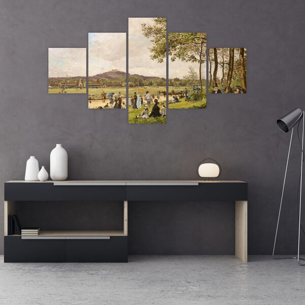 Obraz - French 19th Century, Race Course at Longchamps, reprodukce (125x70 cm)