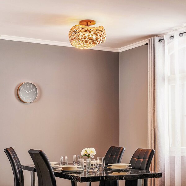 Schuller Valencia Stropní svítidlo LED Narisa, Ø 46 cm, růžové zlato, Obývací pokoj / jídelna, kov, Moderní