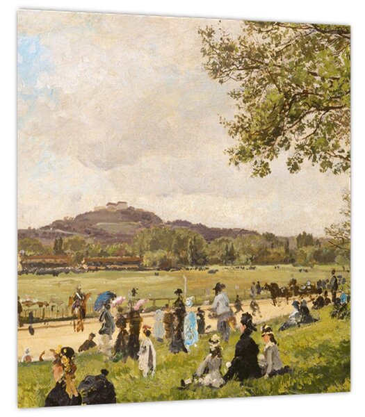 Obraz - French 19th Century, Race Course at Longchamps, reprodukce (30x30 cm)