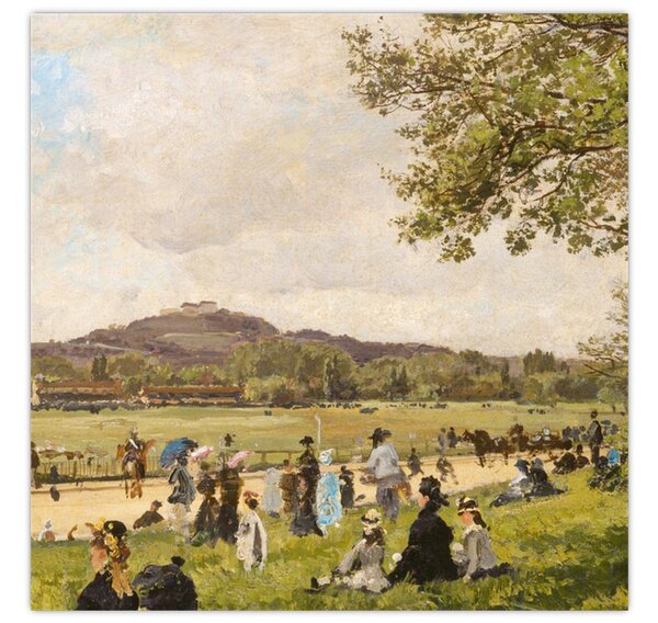 Obraz - French 19th Century, Race Course at Longchamps, reprodukce (30x30 cm)