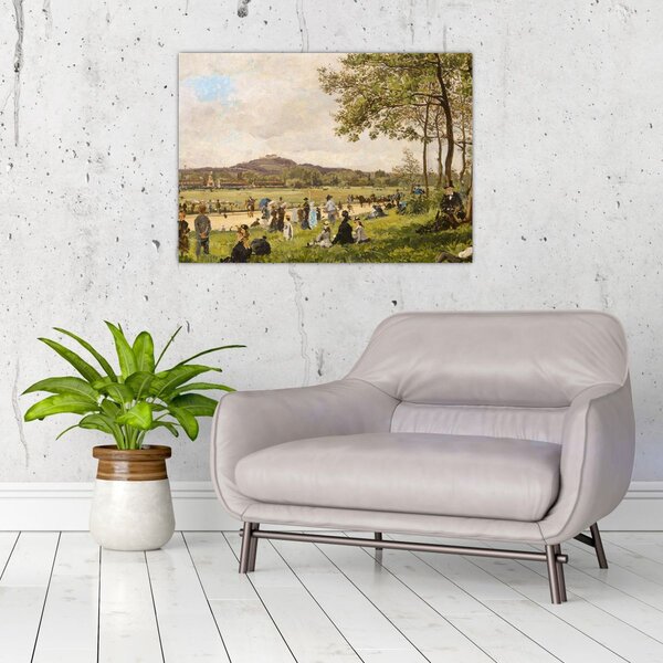Obraz - French 19th Century, Race Course at Longchamps, reprodukce (70x50 cm)