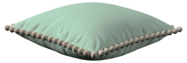 Věra - potah na polštář ozdobné bambulky po obvodu barva zelená