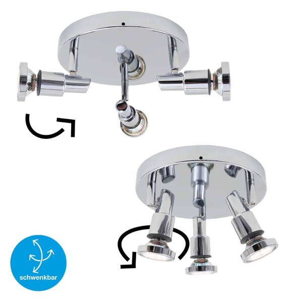 BRI 2992-038R LED bodové svítidlo pr. 21 cm 3xGU10 4,8W 400lm chrom - BRILONER