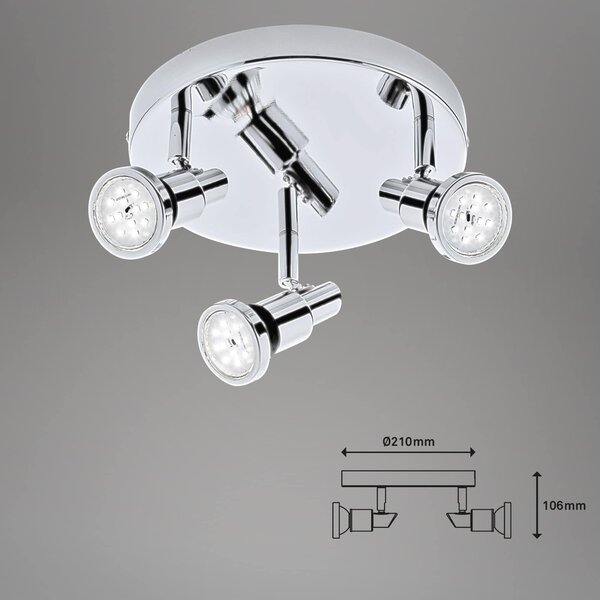 BRI 2992-038R LED bodové svítidlo pr. 21 cm 3xGU10 4,8W 400lm chrom - BRILONER