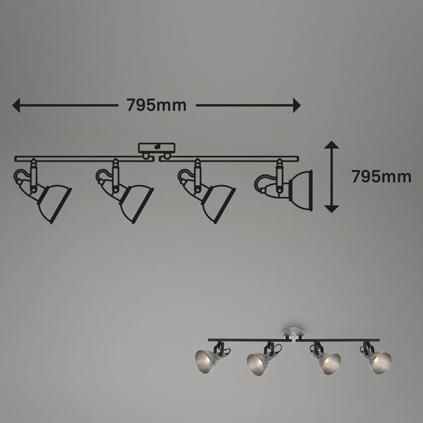 BRILO 2049-044 Bodové svítidlo 79,5 cm 4x E14 max. 40W antická stříbrná - BRILO