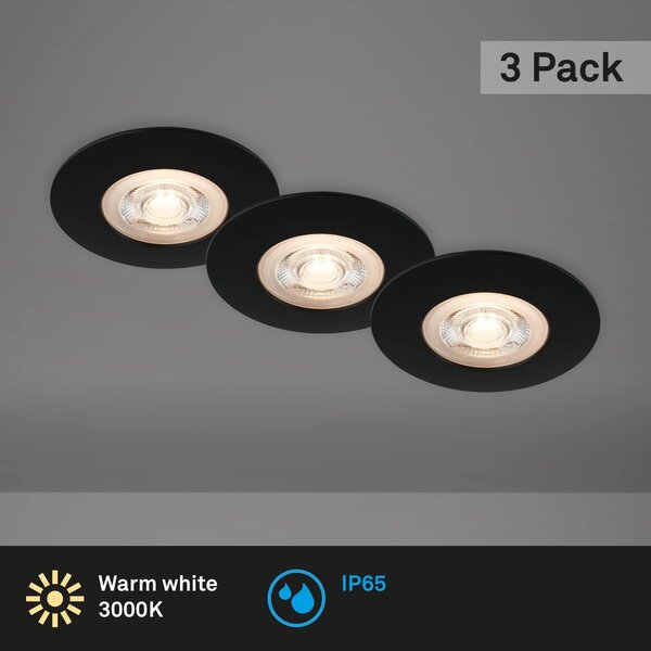 BRI 7044-035 LED vestavná svítidla, pr.9 cm, 3x LED, 5 W, 480 lm, černá - BRILONER