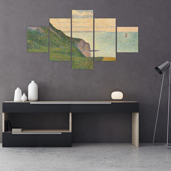 Obraz - Georges Seurat, Seascape at Port-en-Bessin, Normandy, reprodukce (125x70 cm)