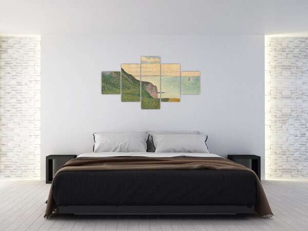Obraz - Georges Seurat, Seascape at Port-en-Bessin, Normandy, reprodukce (125x70 cm)