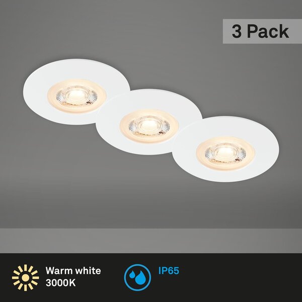 BRI 7044-036 LED vestavná svítidla, pr.9 cm, 3x LED, 5 W, 480 lm, bílé - BRILONER