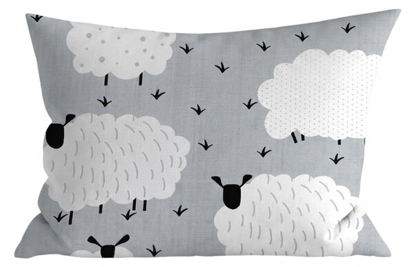 Polybavlněný povlak na polštář WHITE SHEEPS 50x70 cm, šedý