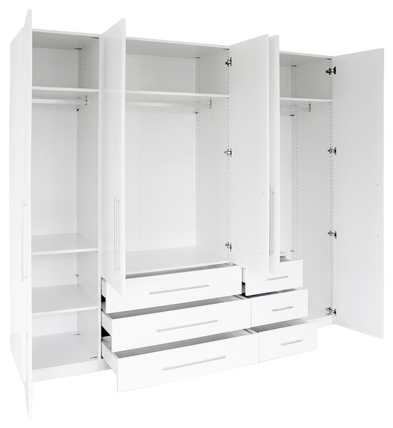 ŠATNÍ SKŘÍŇ S OTOČNÝMI DVEŘMI, bílá, vysoce lesklá bílá, 244/218,6/59,4 cm Xora - Šatní skříně