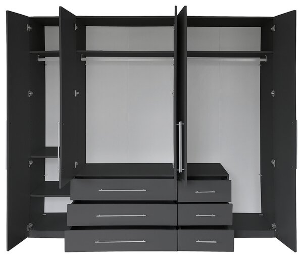 ŠATNÍ SKŘÍŇ S OTOČNÝMI DVEŘMI, antracitová, vysoce lesklá antracitová, 244/218,6/59,4 cm Xora - Šatní skříně
