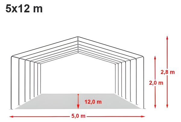 Párty stan 5x12 m STANDARD - ohnivzdorný barva Zeleno-bílá
