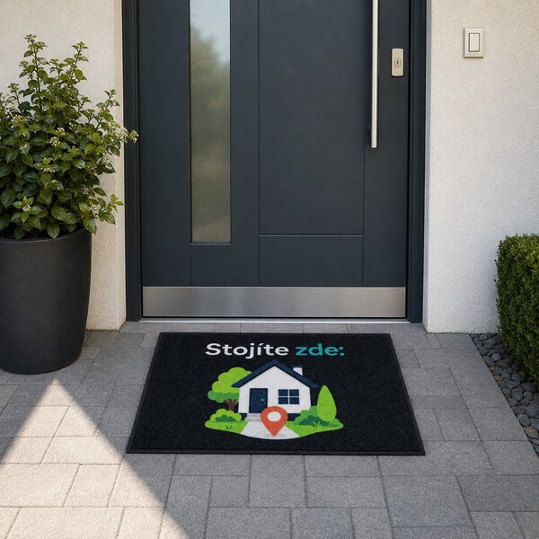 Mercury Flooring, Rohožka GPS (Stojíte zde) 40x60 cm - na ven i na doma, 40x60, černá