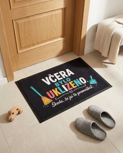 Mercury Flooring, Rohožka Včera bylo uklizeno (škoda žes to promeškal) 40x60 cm - na ven i na doma, 40x60, černá