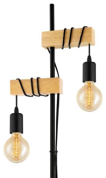 Stojací lampa TOWNSHEND černý kov/světlý dub