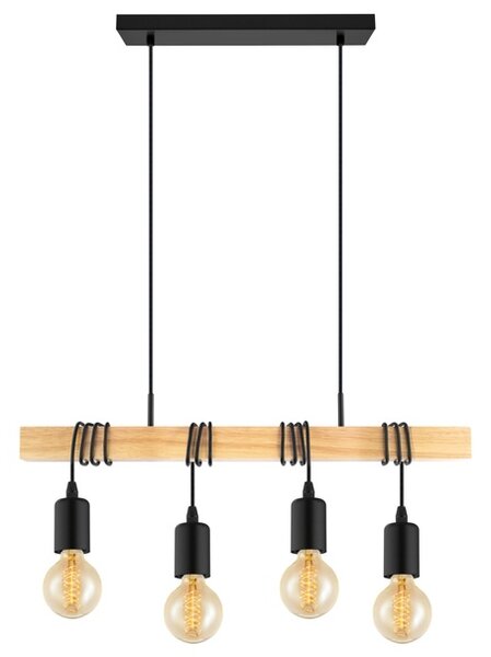 Závěsné svítidlo TOWNSHEND, šířka 70 cm černý kov/světlý dub