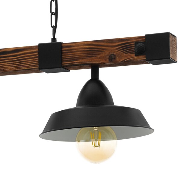 Závěsné svítidlo OLDBURY černý kov/tmavé dřevo, šířka 86 cm
