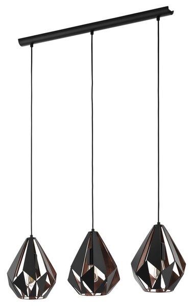 Závěsné svítidlo CARLTON 1 černá/měď, šířka 81 cm