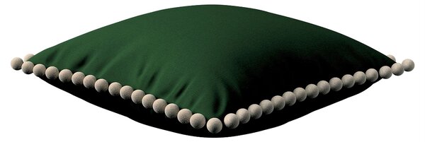 Věra - potah na polštář ozdobné bambulky po obvodu barva zelená