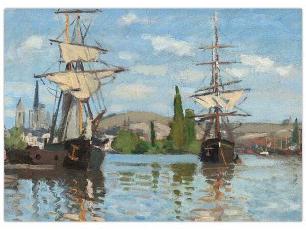 Obraz - Claude Monet, Ships Riding on the Seine at Rouen, reprodukce (70x50 cm)