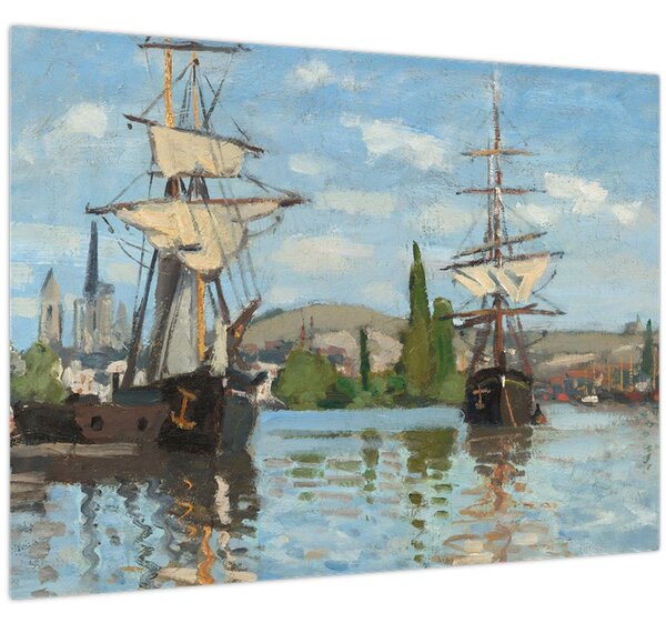 Obraz - Claude Monet, Ships Riding on the Seine at Rouen, reprodukce (70x50 cm)