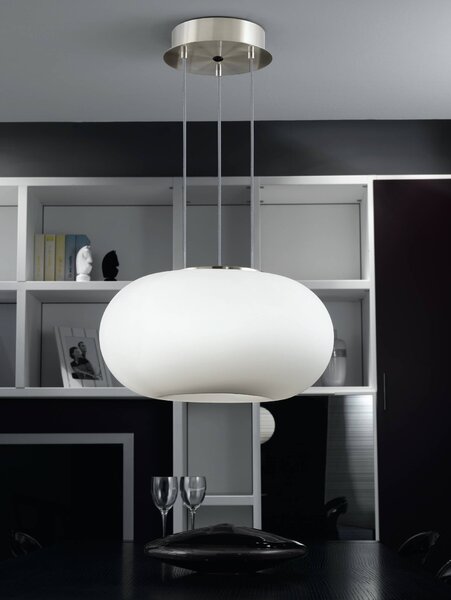 Závěsné svítidlo OPTICA opálové sklo/matný nikl, průměr 28 cm