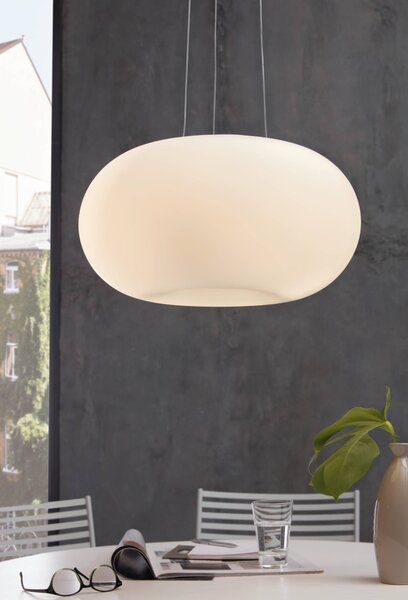 Závěsné svítidlo OPTICA opálové sklo/matný nikl, průměr 45 cm
