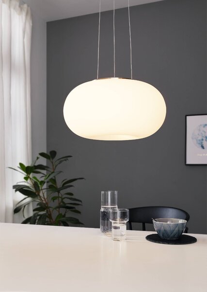 Závěsné svítidlo OPTICA opálové sklo/matný nikl, průměr 35 cm
