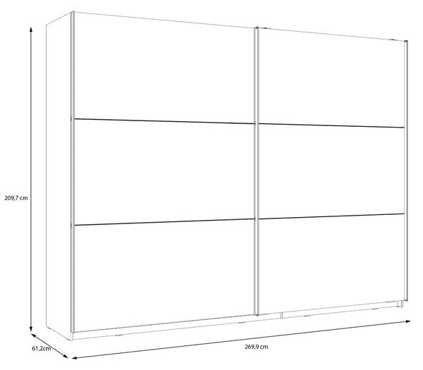 SKŘÍŇ S POSUVNÝMI DVEŘMI, bílá, vysoce lesklá bílá, 269,9/209,7/61,2 cm home24 - Šatní skříně