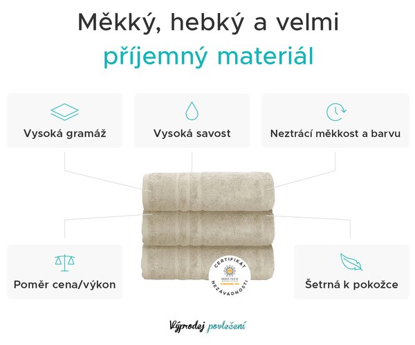 Osuška Comfort Maxi 100x200 cm krémová, 100% bavlna